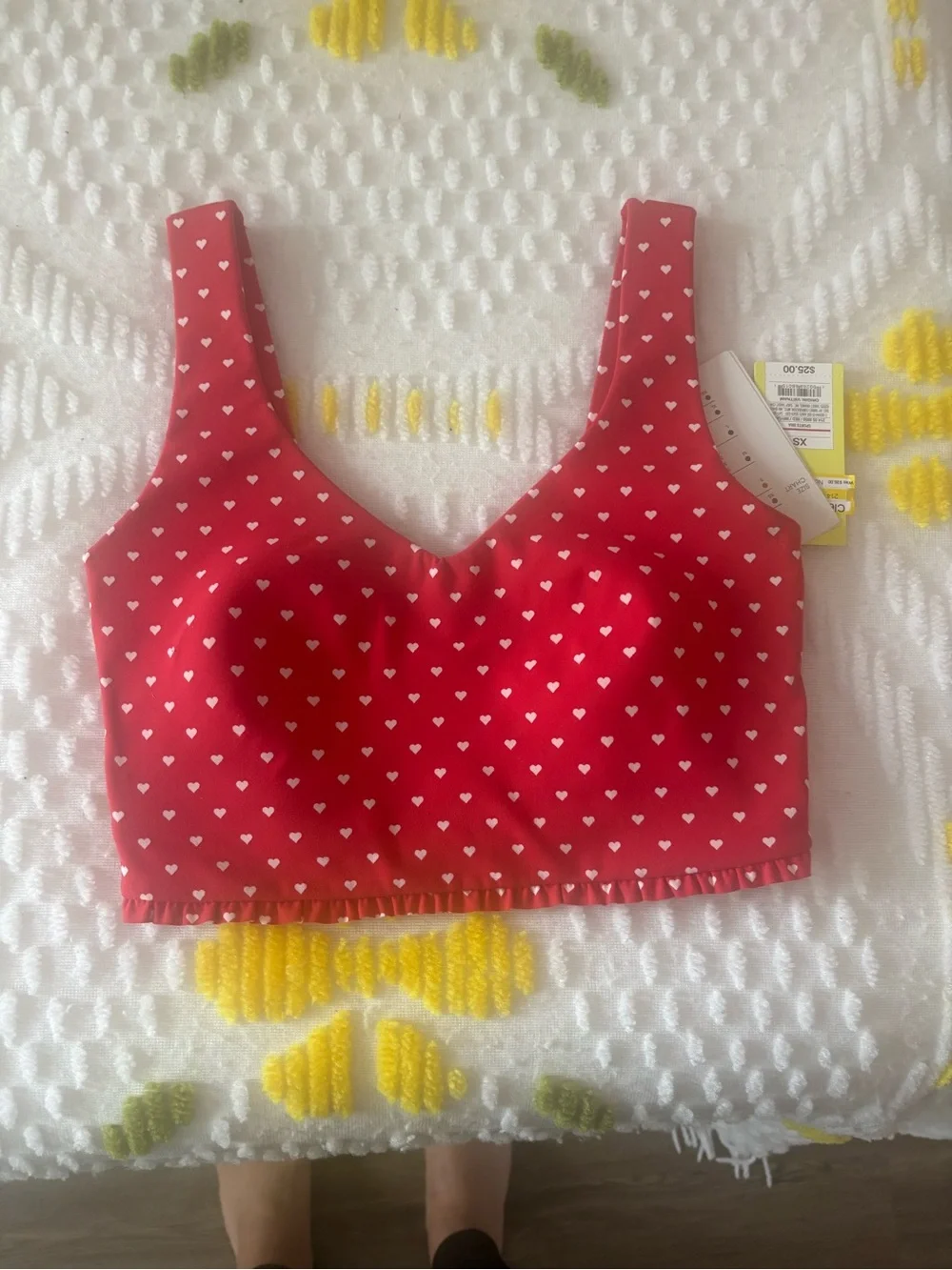 Target Red Heart Print Crop Bralette - Picture 2 of 4